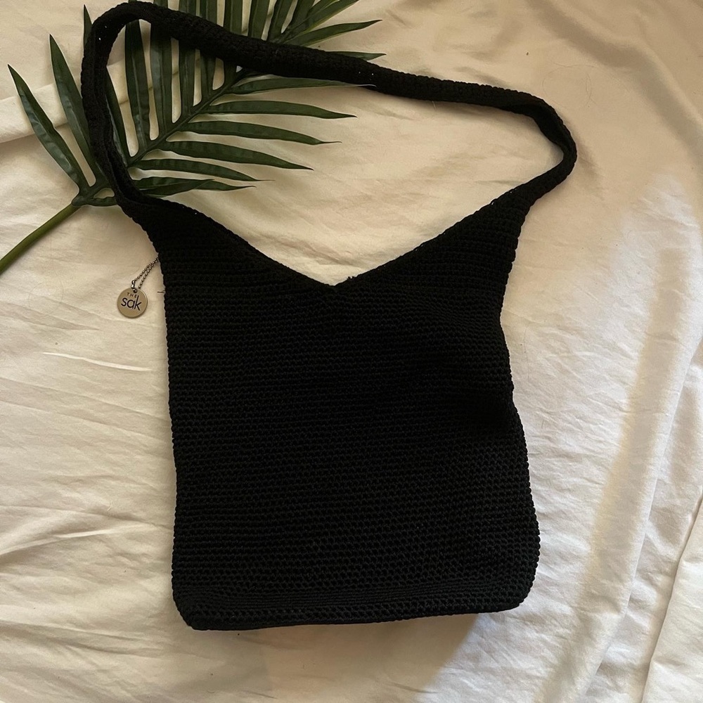 SOLD! THE SAK CLASSIC BLACK KNIT BAG - Picture 1 of 7